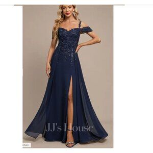 JJs House Cold Shoulder Off the Shoulder Chiffon Lace Dress Women 14 NWT Sequins